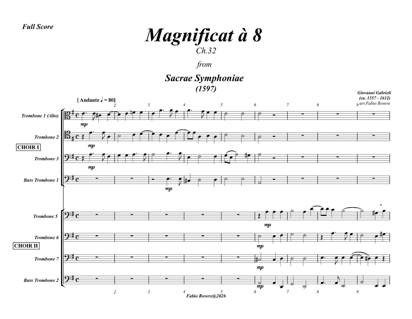 Gabrieli arr. Rovere - Magnificat a 8 for Double Trombone Quartet