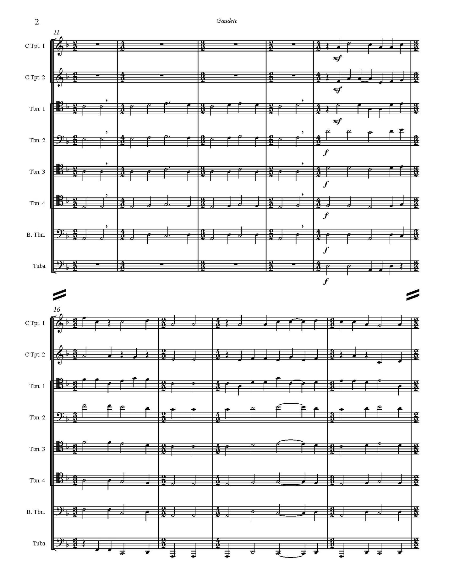 Trad. arr. Burnam: Gaudet (A Christmas Carol) for Brass Ensemble (0.2.5.1)