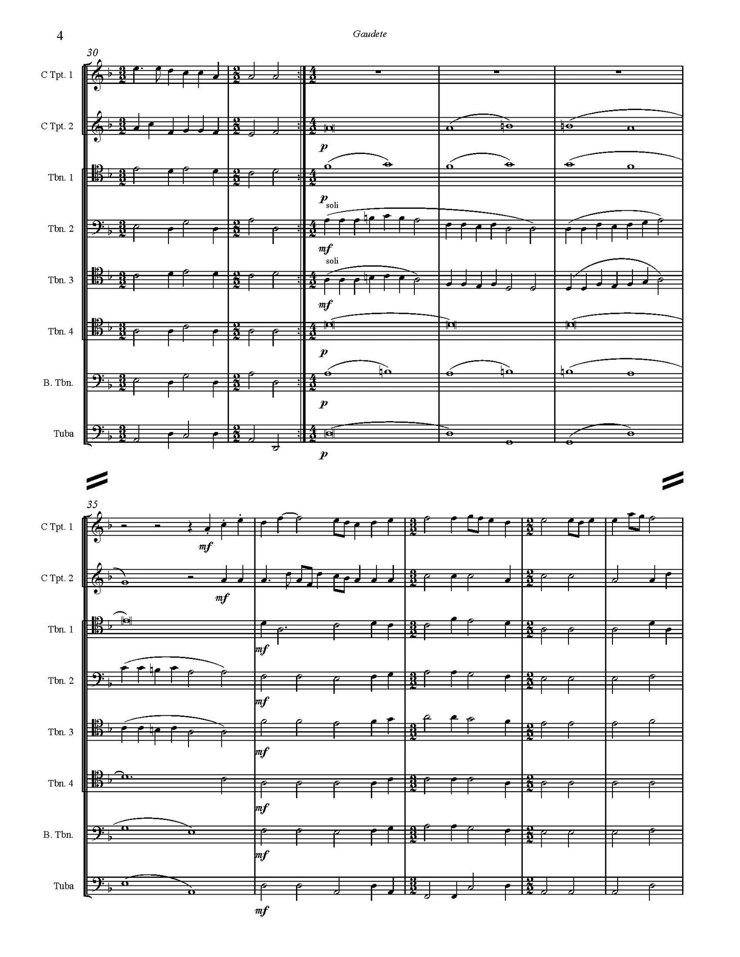 Trad. arr. Burnam: Gaudet (A Christmas Carol) for Brass Ensemble (0.2.5.1)