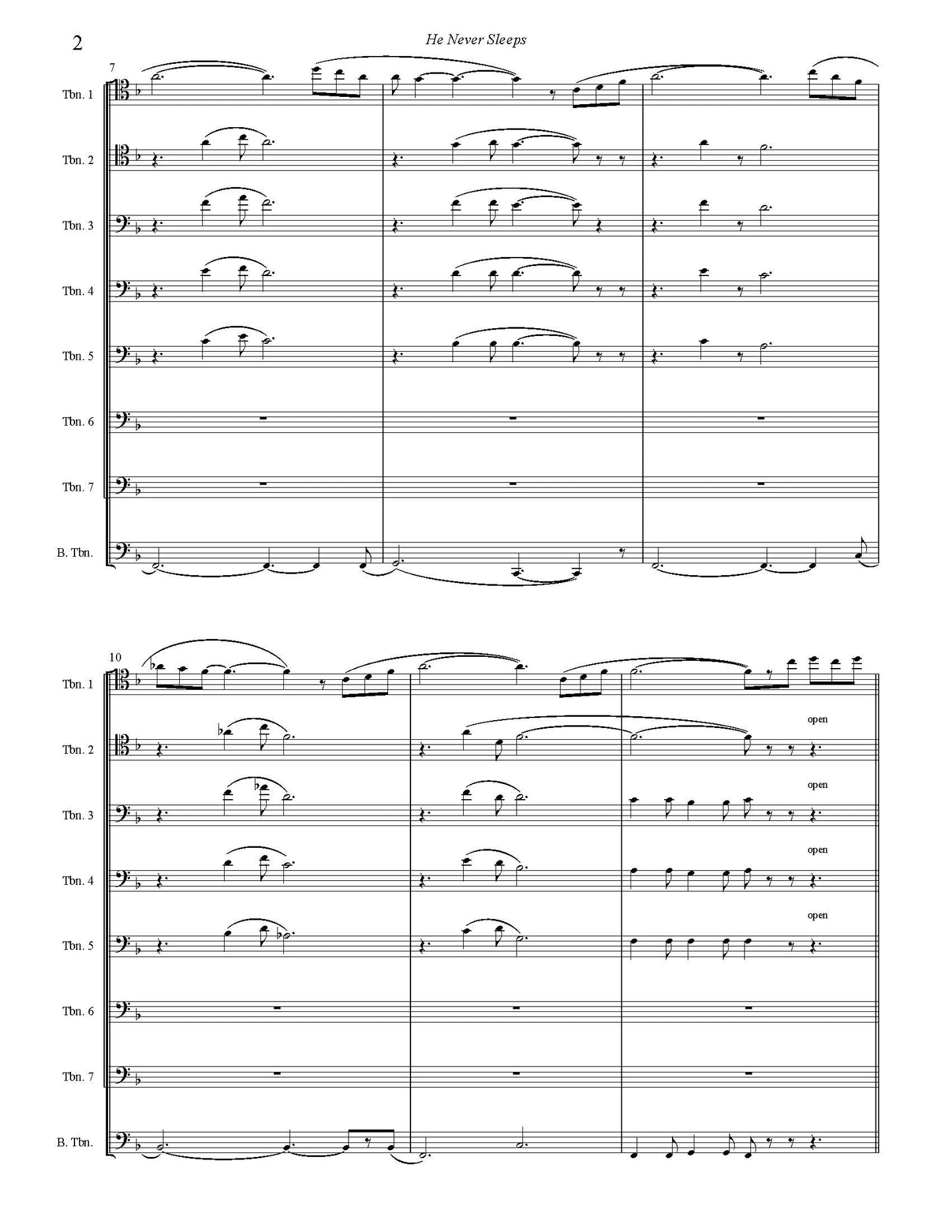 Trad. arr. Joe Burnam: He Never Sleeps for Trombone Octet