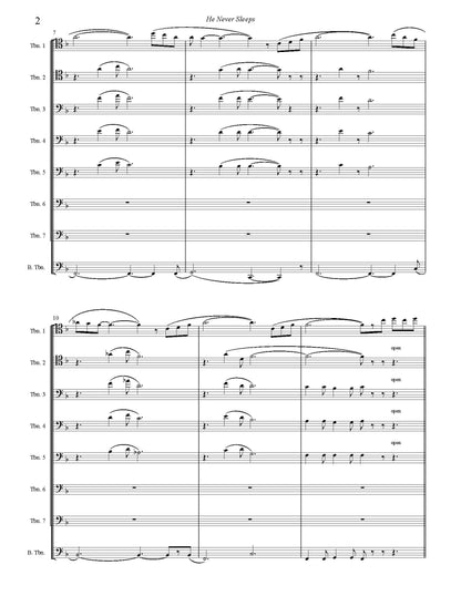 Trad. arr. Joe Burnam: He Never Sleeps for Trombone Octet