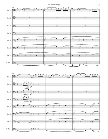 Trad. arr. Joe Burnam: He Never Sleeps for Trombone Octet