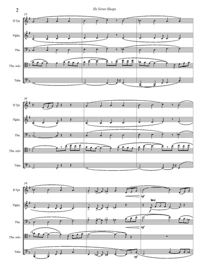 Trad. arr. Burnam: He Never Sleeps for Brass Quintet (Horn or Trombone solo)