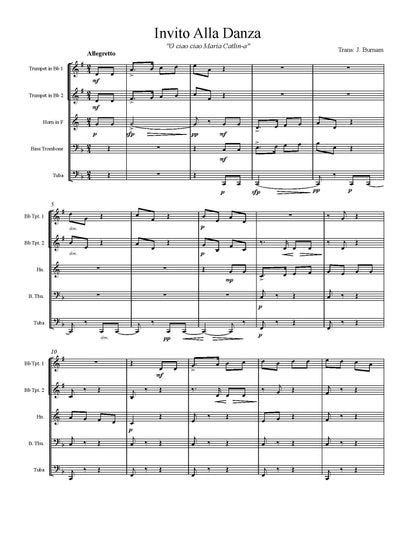 Traditional Trans.  Burnam: Invito Alla Danza for Brass Quintet