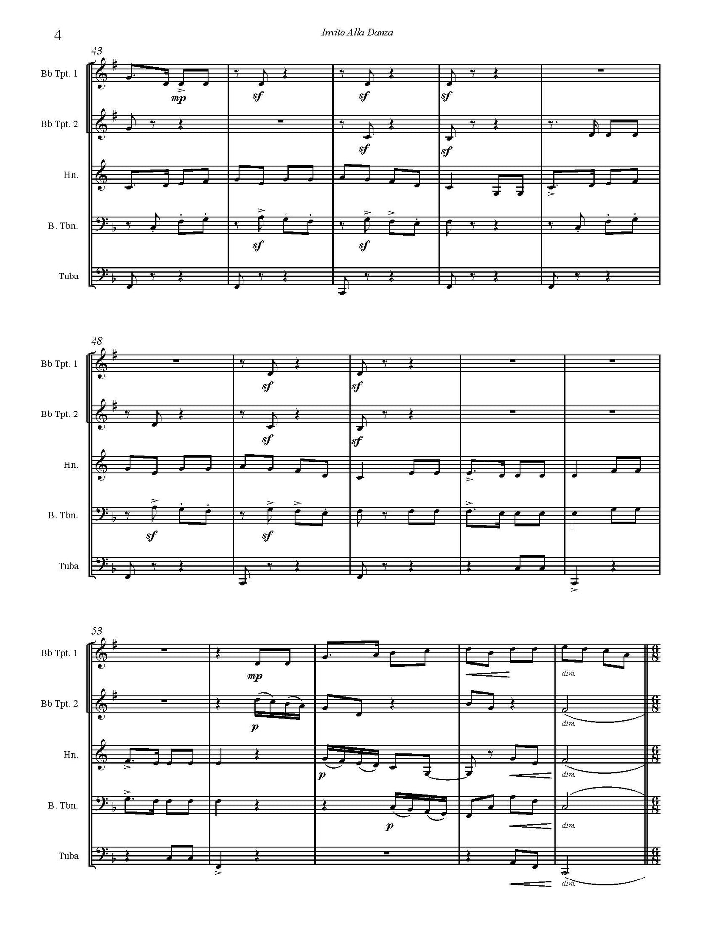 Traditional Trans.  Burnam: Invito Alla Danza for Brass Quintet