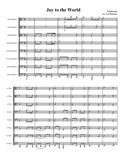 Trad. arr Joe Burnam: Joy to the World for Trombone Octet