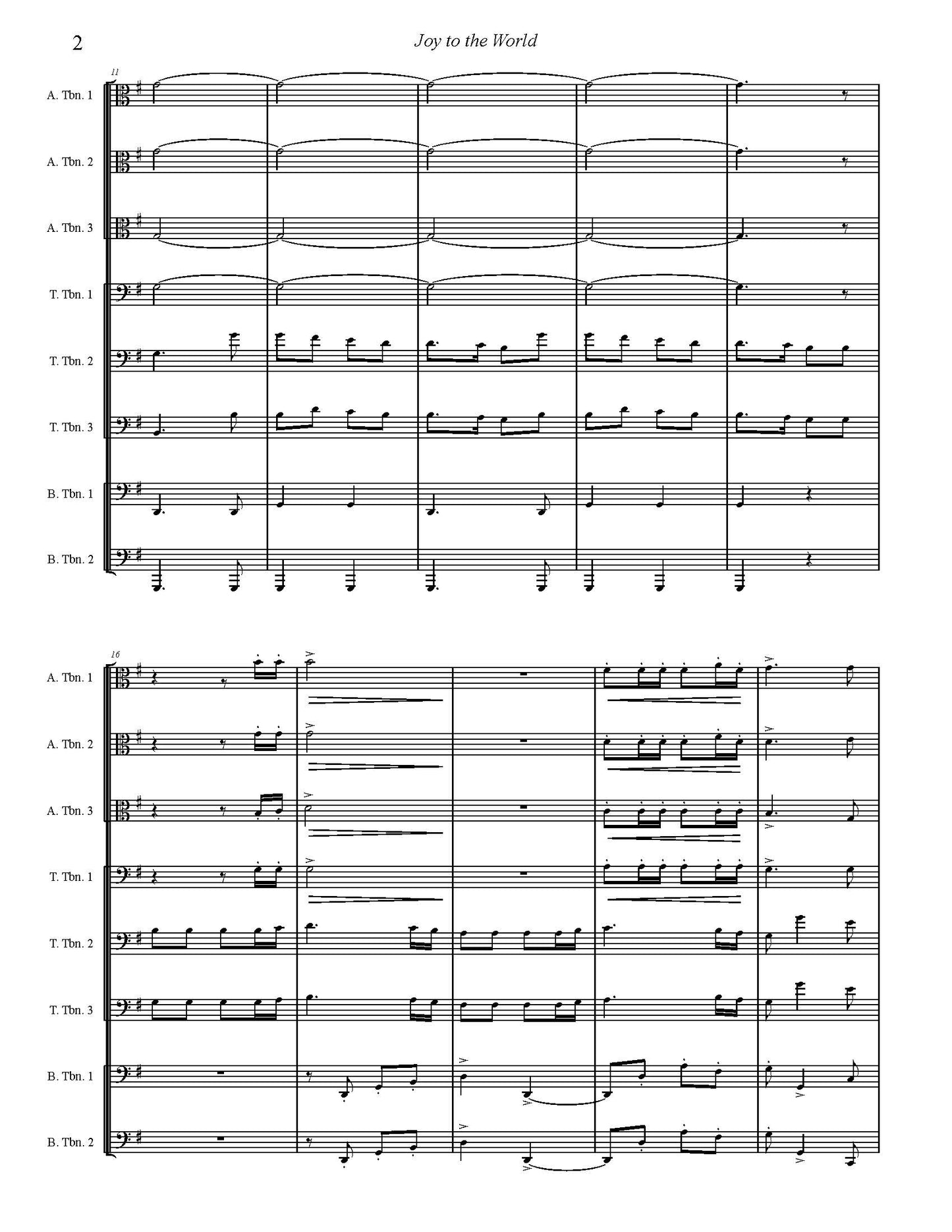 Trad. arr Joe Burnam: Joy to the World for Trombone Octet