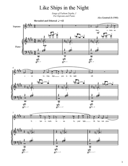 Alex Knutrud: Songs of Deep Fathom for Voice or Trombone and Piano