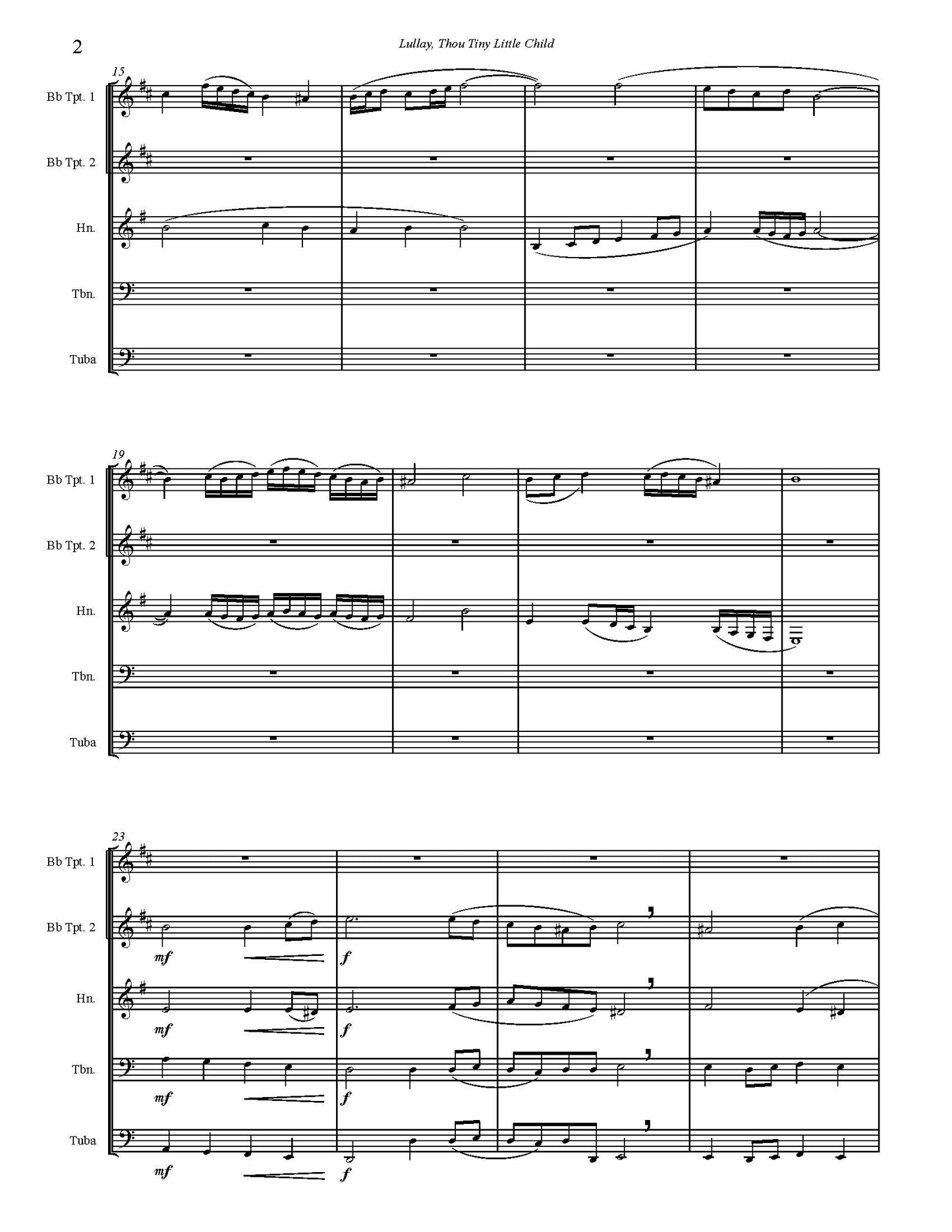Traditional att. Burnam: Lullay, Thou Tiny Little Child For Brass Quintet