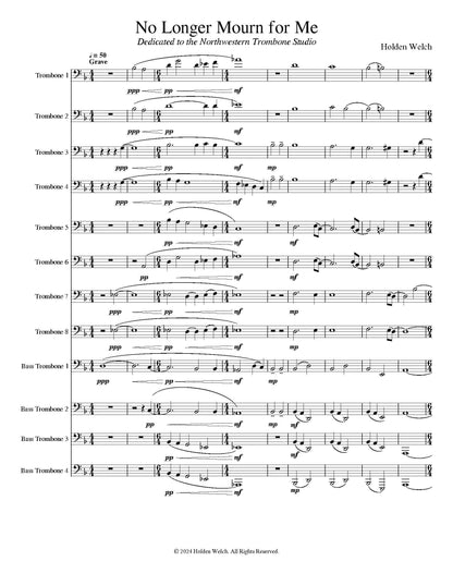 Holden Welch: No Longer Mourn for Me for Mass Trombone Choir (PDF)