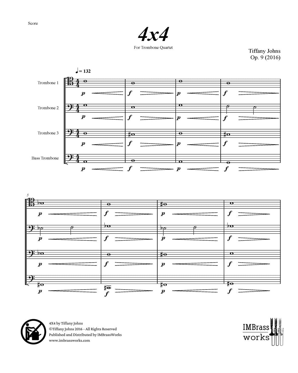 Tiffany Johns: 4X4 for Trombone Quartet
