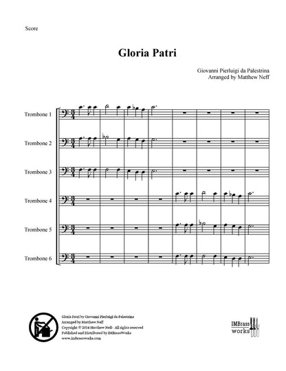 Palestrina arr. Neff: Gloria Patri for Trombone Sextet