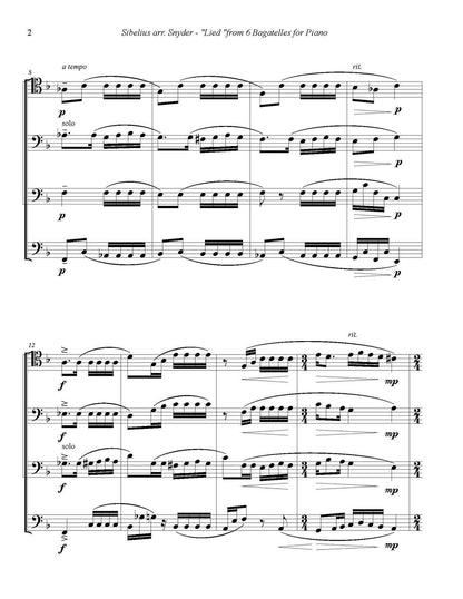 Sibelius arr. Snyder: Lied for Trombone Quartet