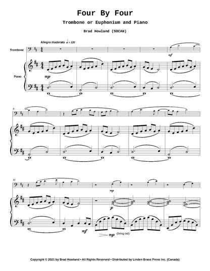 Brad Howland: Four by Four for Trombone or Euphonium and Piano