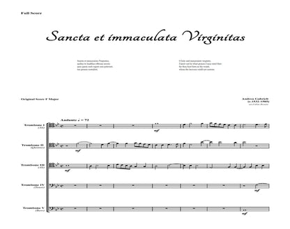 Andrea Gabrieli: Sancta et Immaculata Virginitas for Trombone Quintet