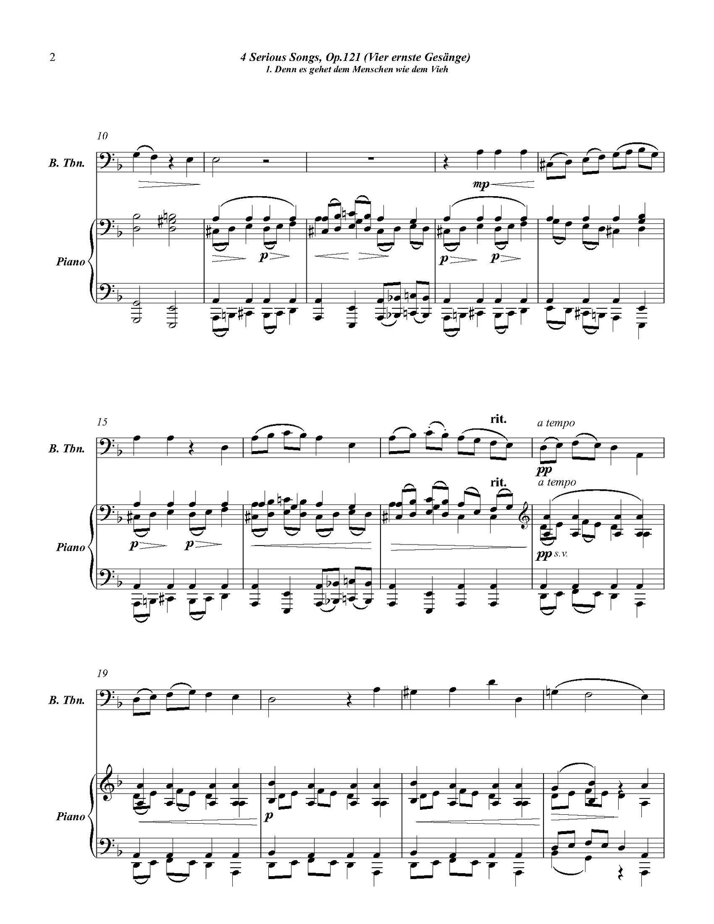 Brahms arr. Rovere: Four Serious Songs for Trombone and Piano