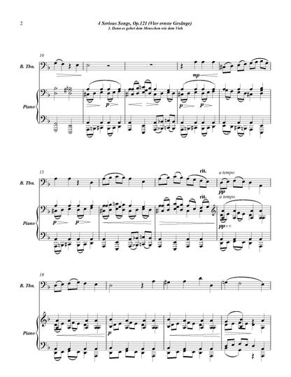 Brahms arr. Rovere: Four Serious Songs for Trombone and Piano
