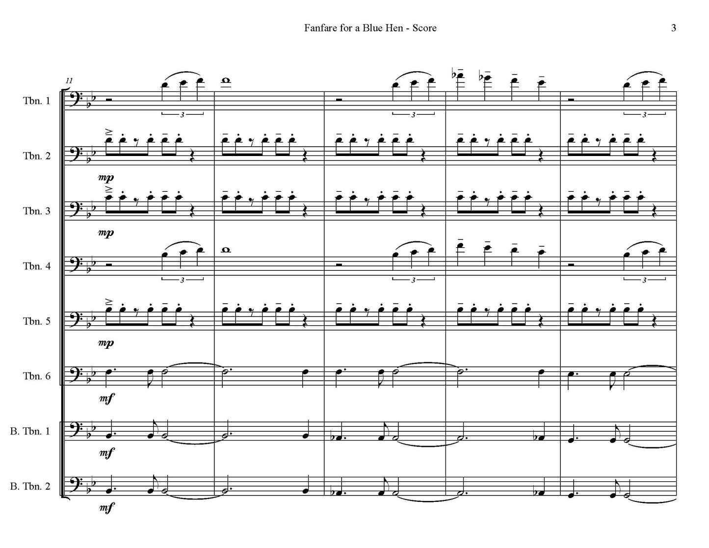 Matthew Neff: Fanfare for a Blue Hen for Trombone Octet