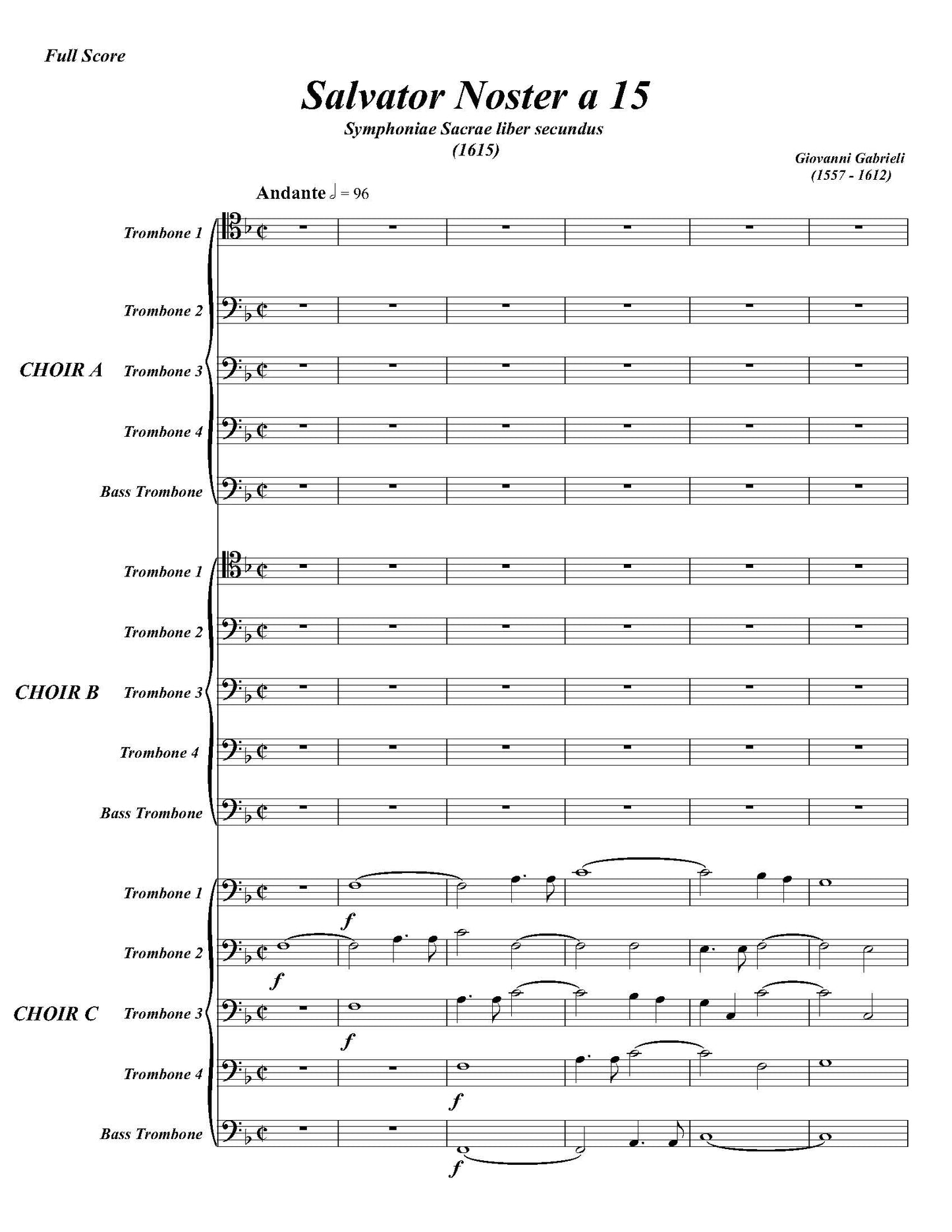 Gabrieli arr. Rovere: Salvator Noster For Triple Trombone Quintet