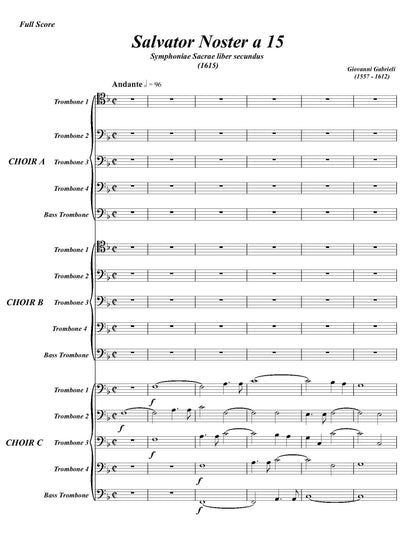Gabrieli arr. Rovere: Salvator Noster For Triple Trombone Quintet