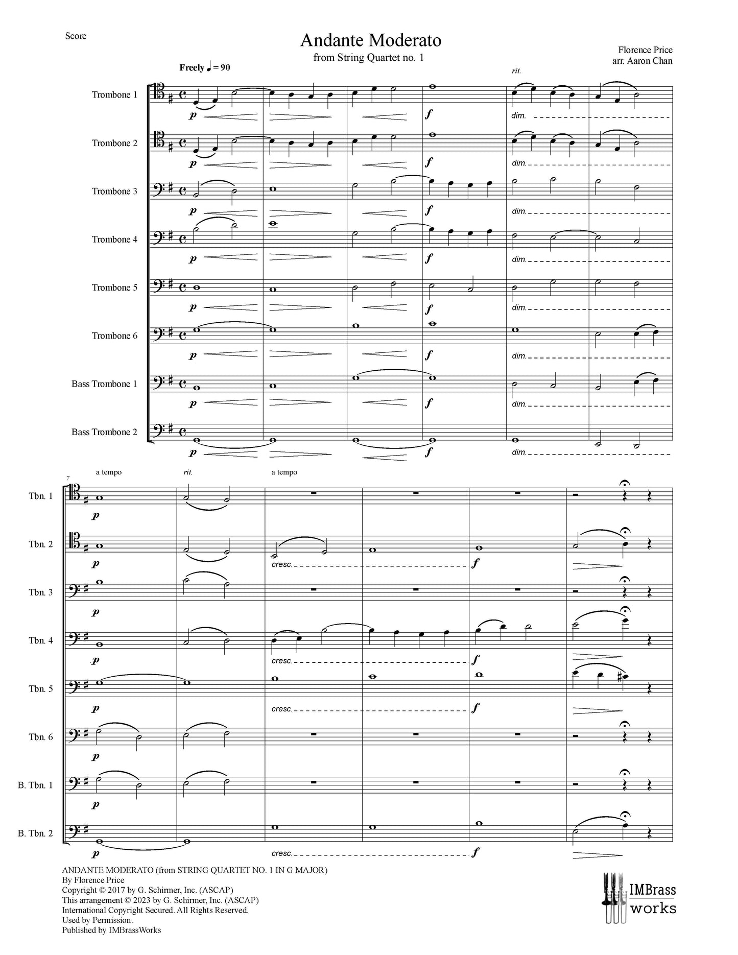 Florence Price arr. Chan: Andante Moderato for Trombone Choir