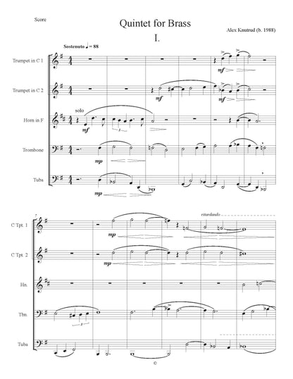 Knutrud: Quintet for Brass