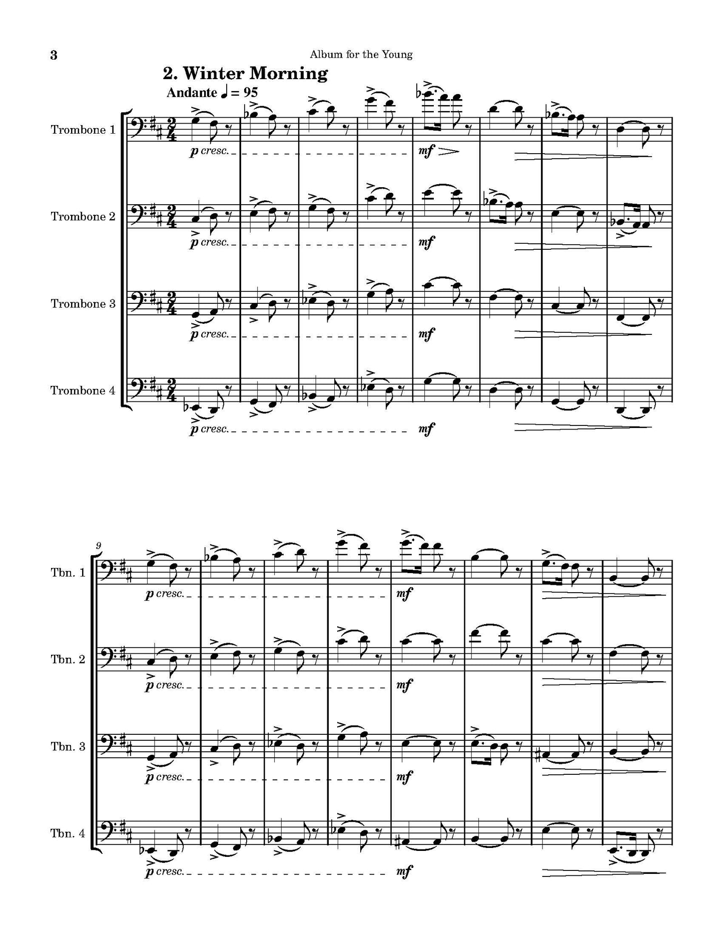 Tchaikovsky arr. Bain: Album For The Young, Op.39 for Trombone Quartet