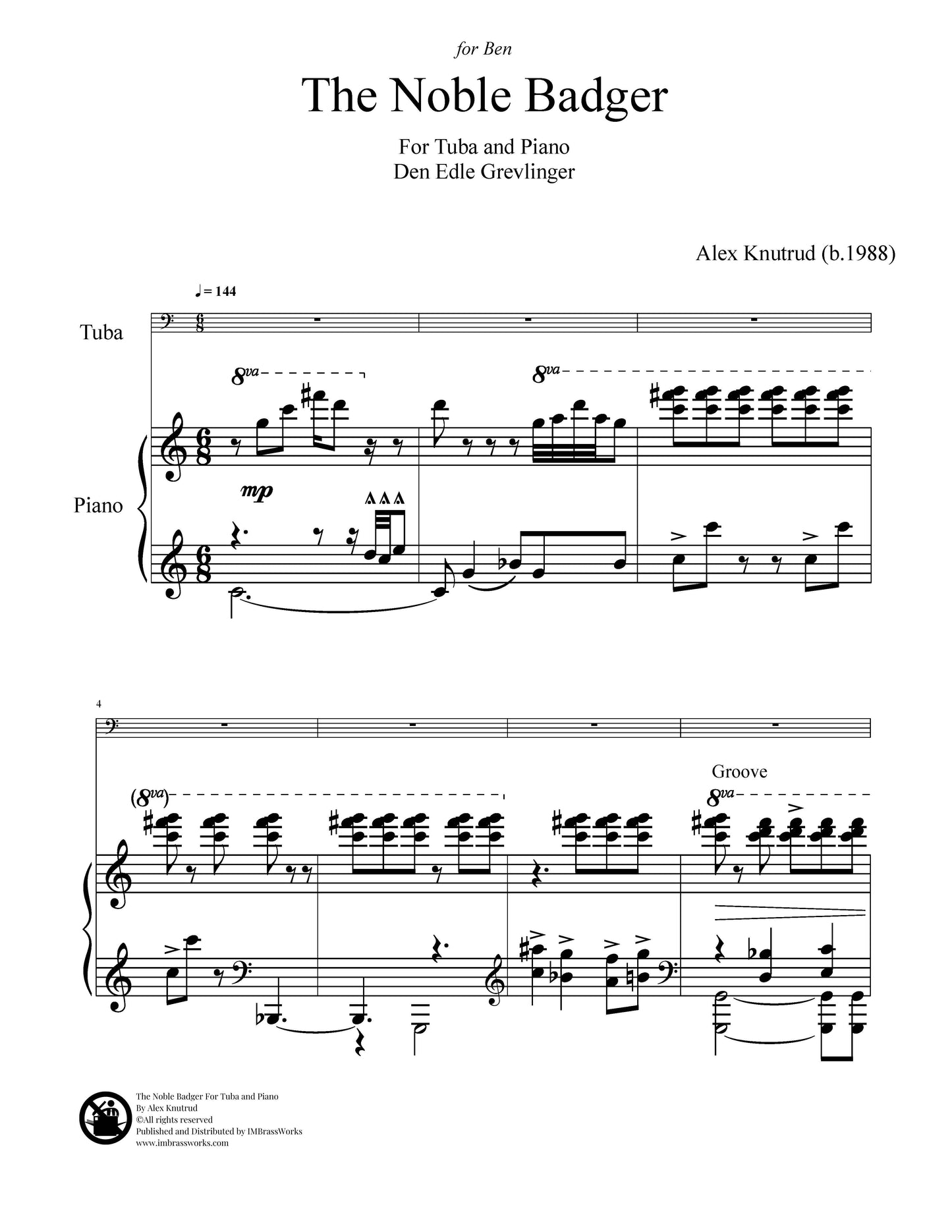 Alex Knutrud: The Noble Badger for Tuba and Piano