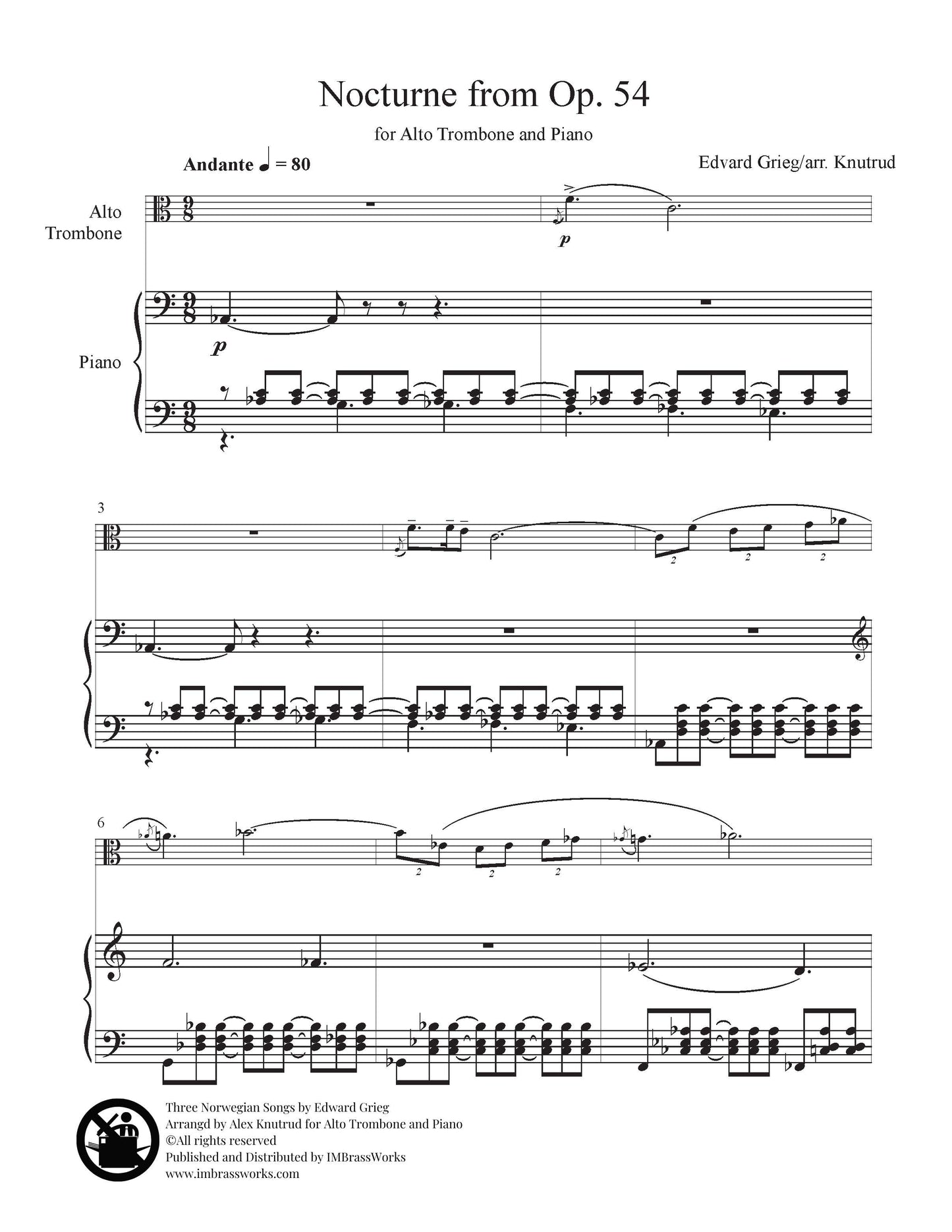 Grieg arr. Knutrud: Three Norwegian Songs