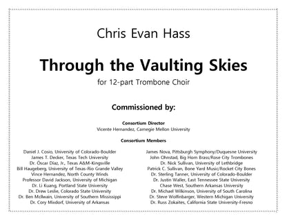 Chris Evan Hass: Through the Vaulting Skies for Mass Trombone Choir (PDF)