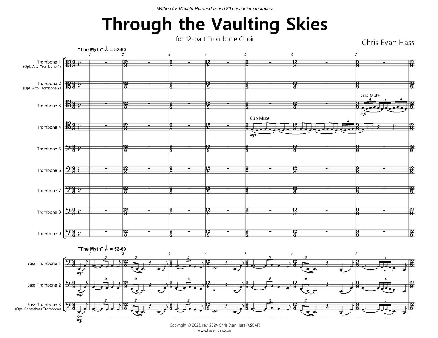 Chris Evan Hass: Through the Vaulting Skies for Mass Trombone Choir (PDF)