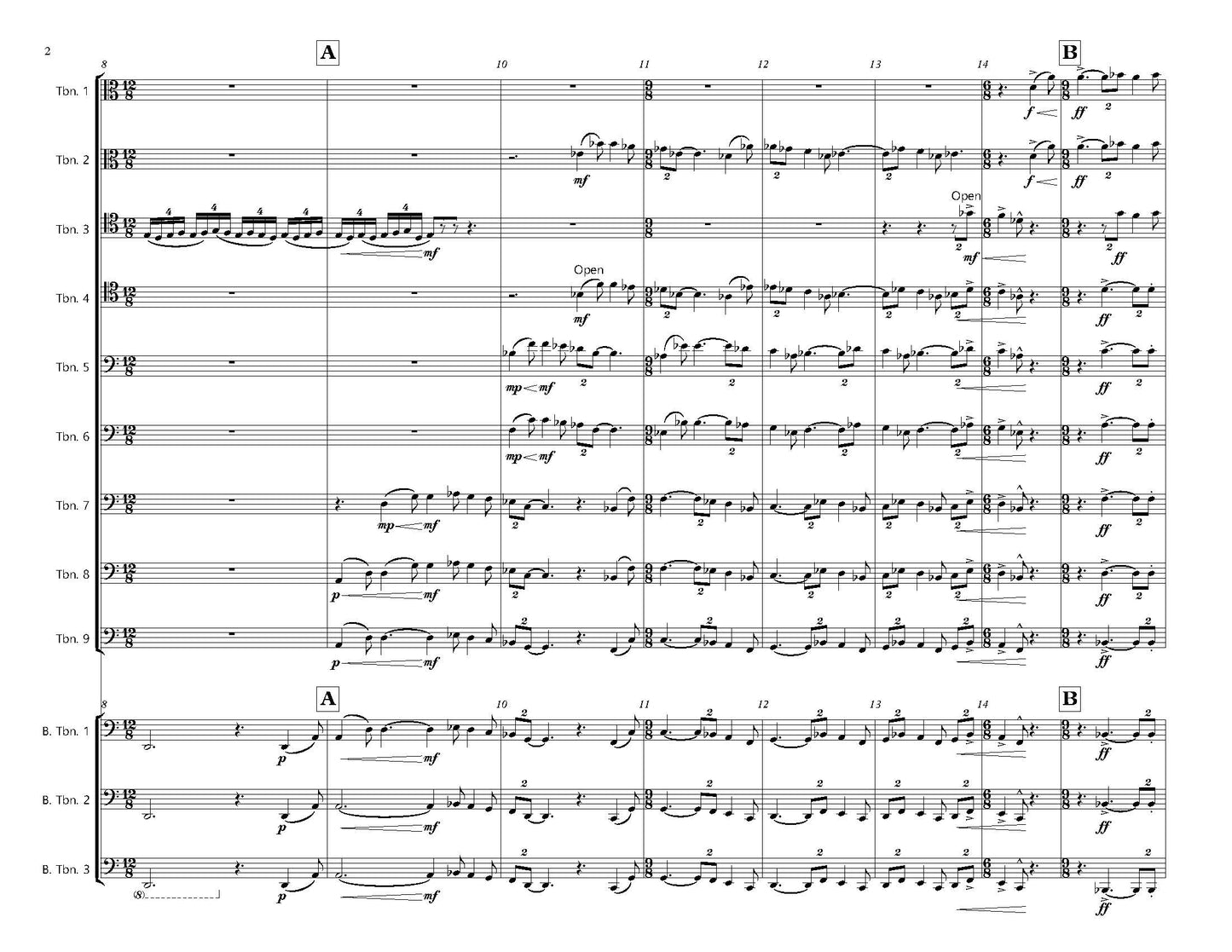 Chris Evan Hass: Through the Vaulting Skies for Mass Trombone Choir (PDF)