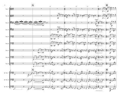 Chris Evan Hass: Through the Vaulting Skies for Mass Trombone Choir (PDF)