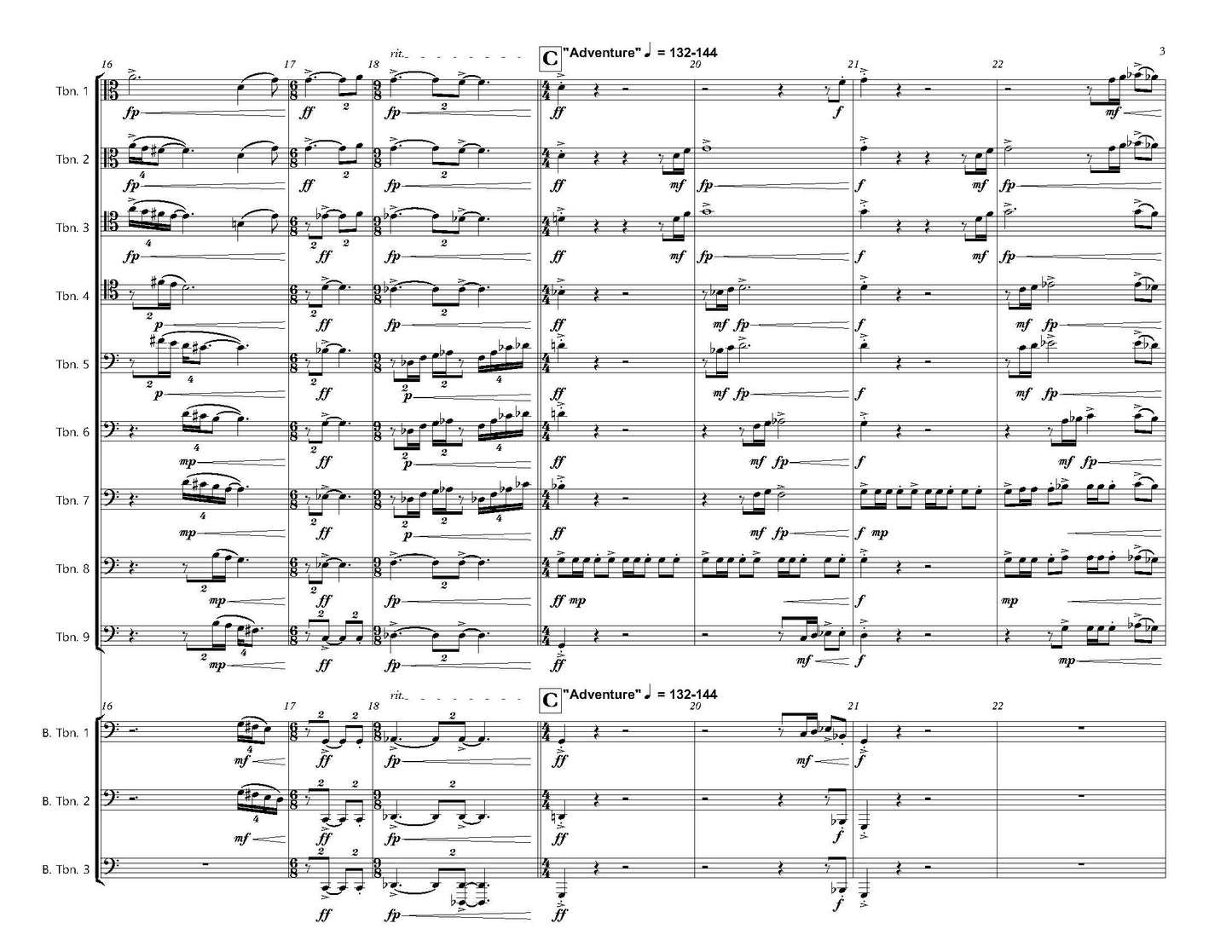 Chris Evan Hass: Through the Vaulting Skies for Mass Trombone Choir (PDF)