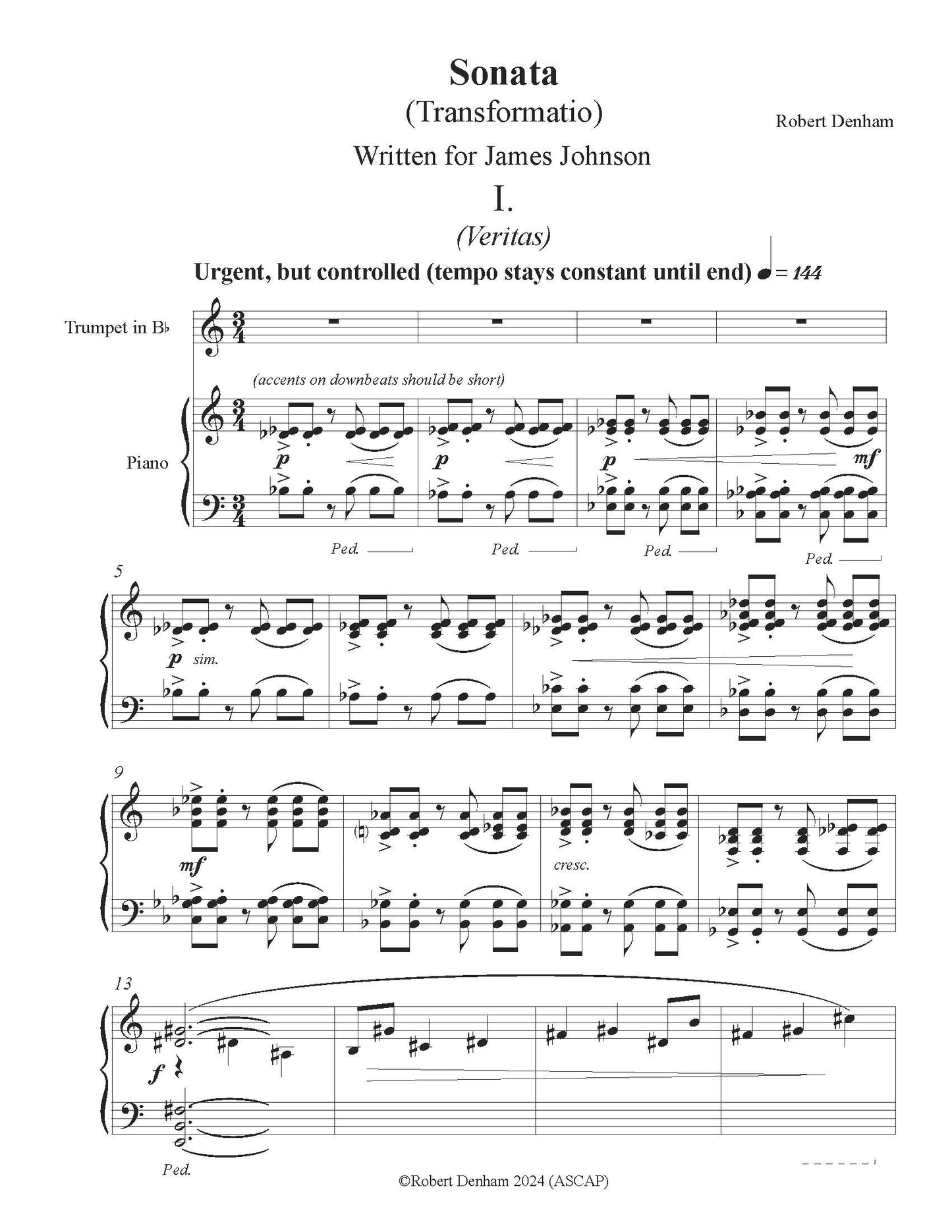 Robert Denham: Transformatio Trumpet Sonata