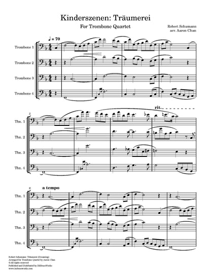 Schumann arr. Chan: Robert Schumann: Träumerei (Dreaming) for Trombone Quartet