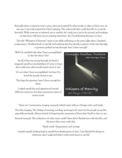 Danziger: Whispers of Eternity for Tenor Trombone and Piano