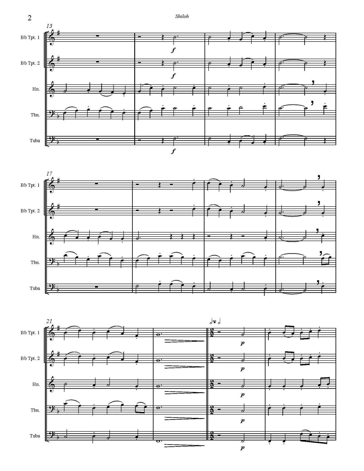Billings arr. Burnam: Shiloh for Brass Quintet