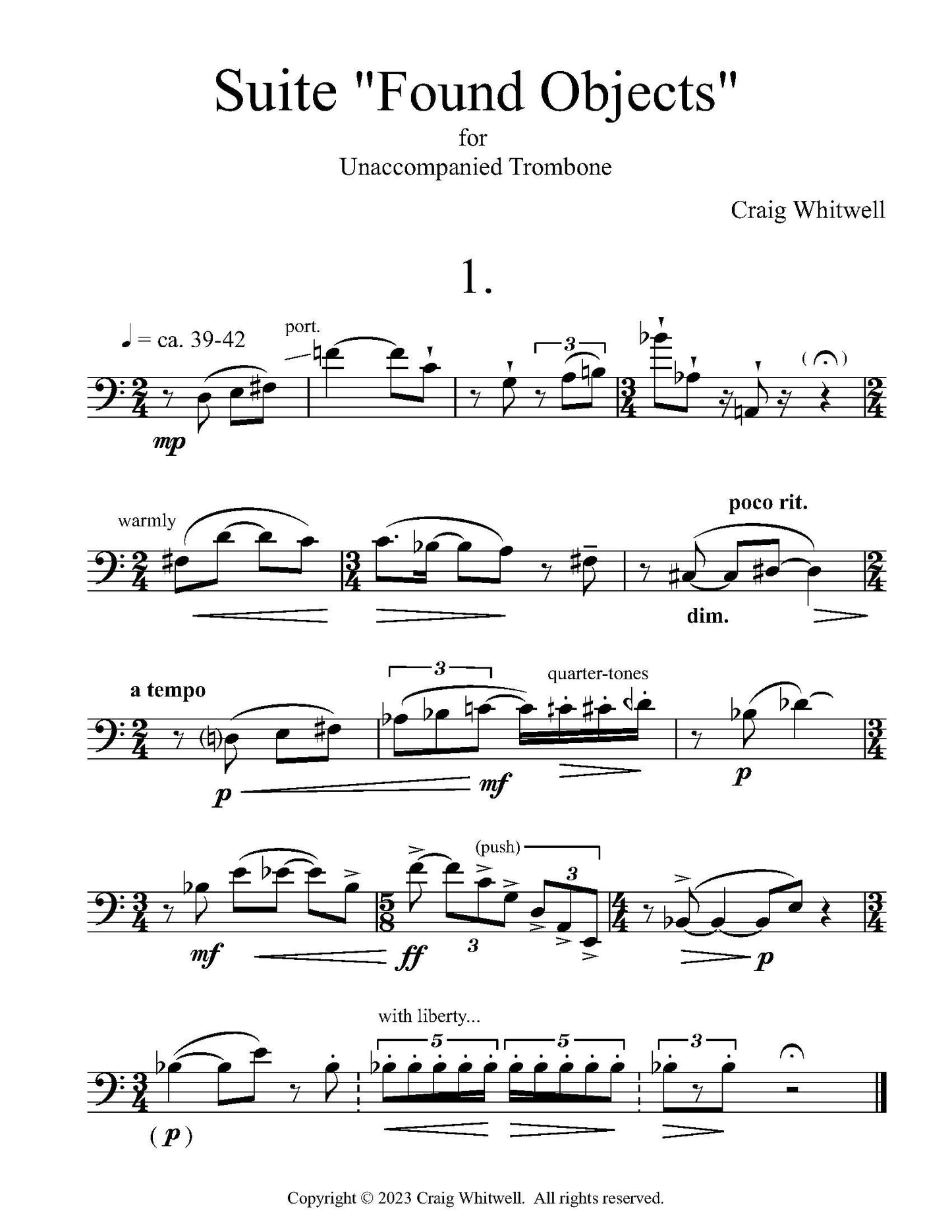 Whitwell, Craig: Found Objects for Unaccompanied Trombone