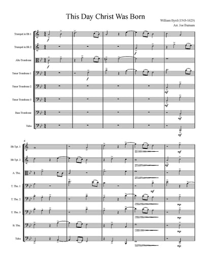 Traditional arr. Burnam: This Day Christ was Born for  Brass Ensemble (0.2.5.1.)