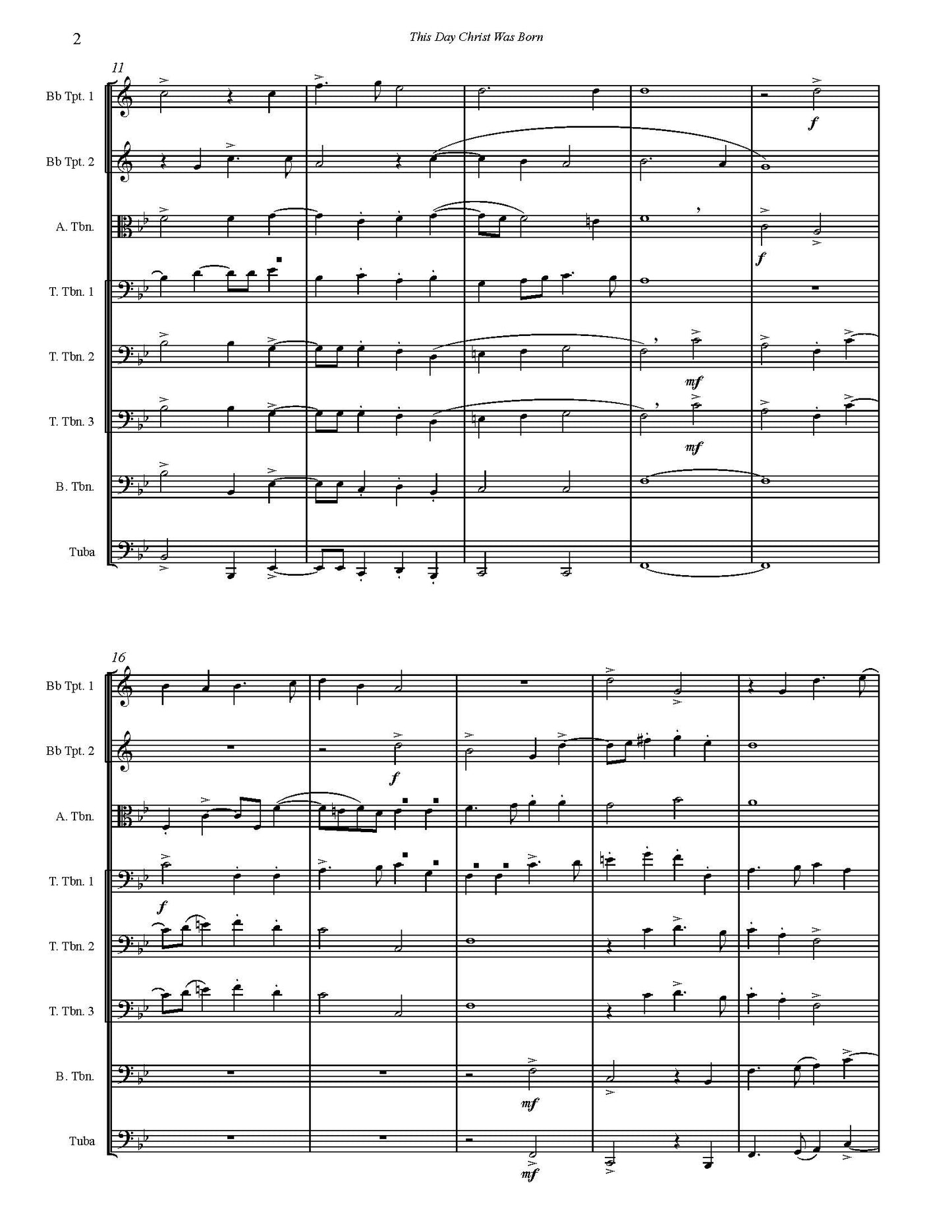 Traditional arr. Burnam: This Day Christ was Born for  Brass Ensemble (0.2.5.1.)