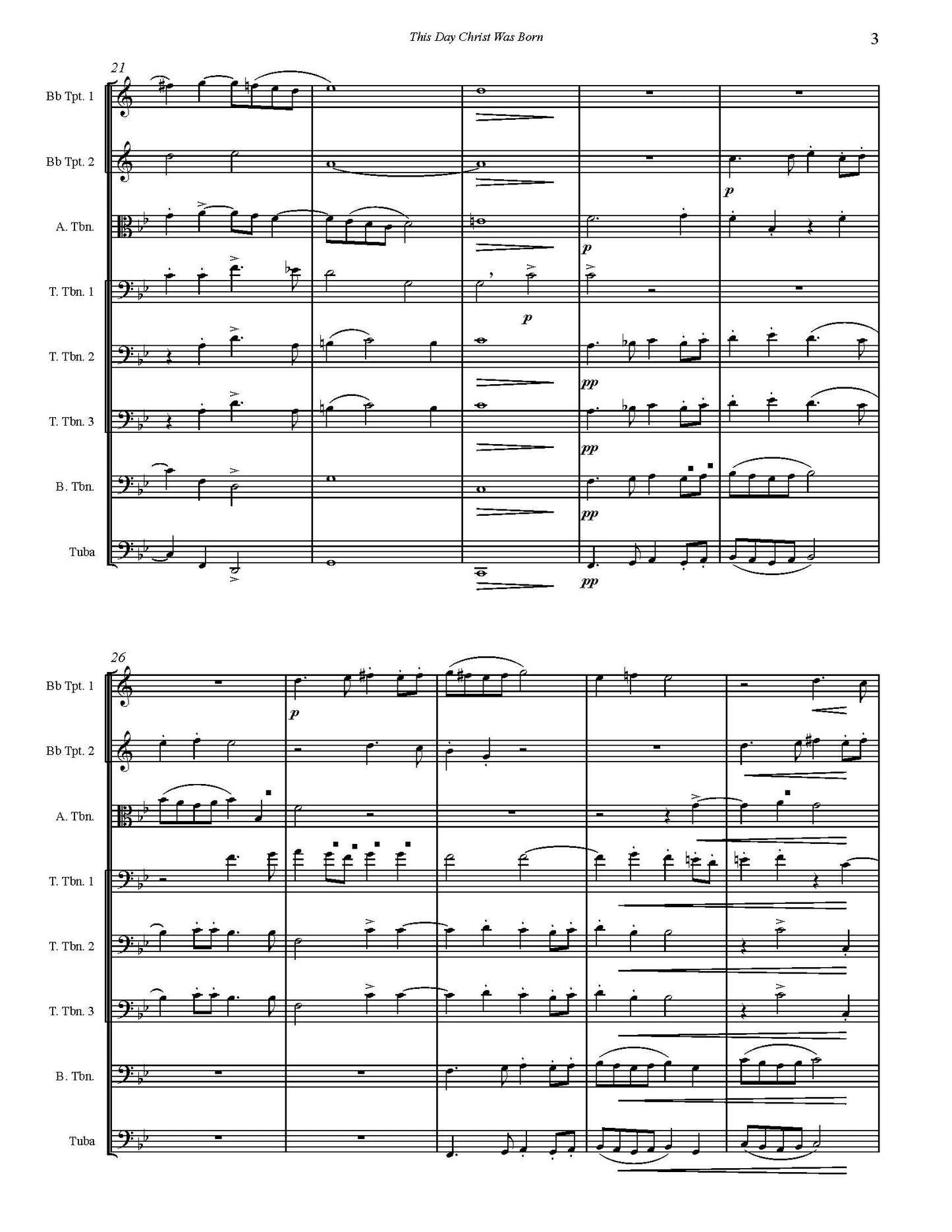 Traditional arr. Burnam: This Day Christ was Born for  Brass Ensemble (0.2.5.1.)