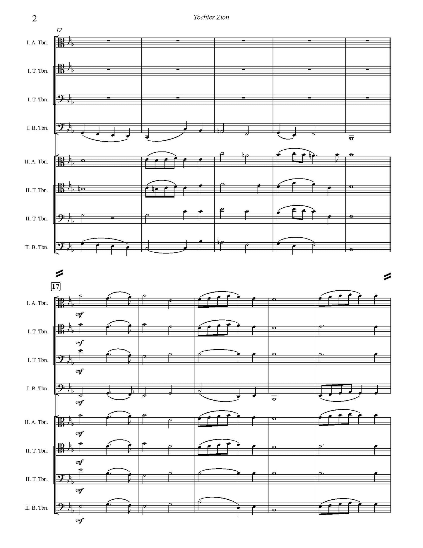 G. F. Handel arr. Burnam: Tochter Zion for Double Trombone Qurtet