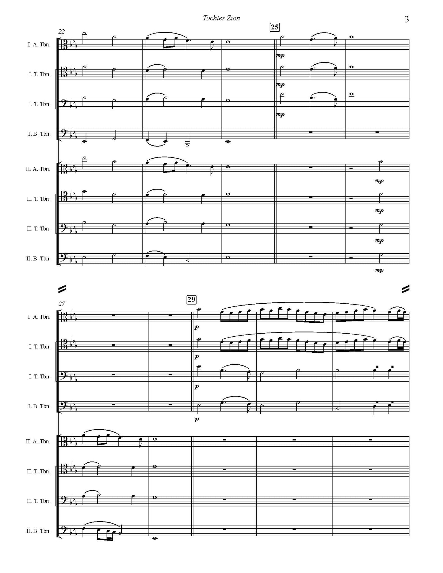 G. F. Handel arr. Burnam: Tochter Zion for Double Trombone Qurtet