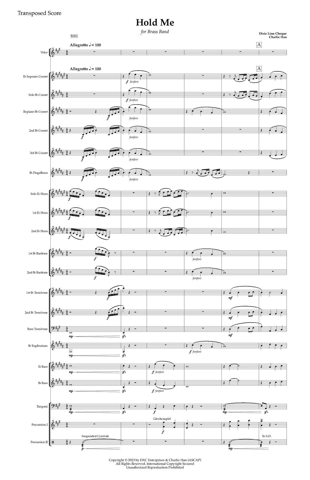 Charlie Han: Hold Me for Choir and Brass Band